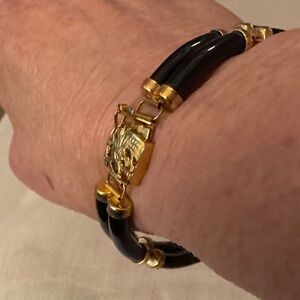 Vintage Black Onyx or Jade (?) Chinese Export Bracelet